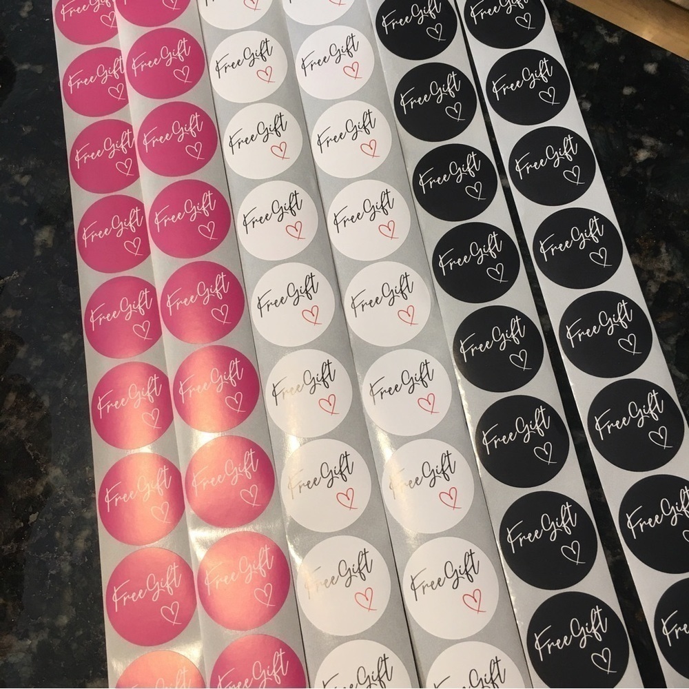 60 Count - Variety Starter Pack “Free Gift” Stickers, Pink, White, Black, 1.5 in - Picture 8 of 10